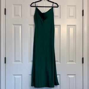 Ann Taylor Emerald Green Midi Slip Dress - fully lined